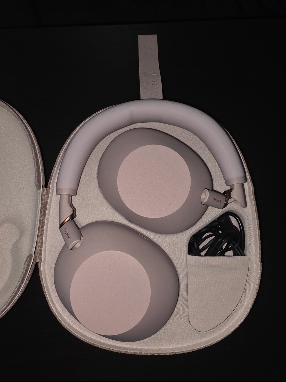 Sony Over-Ear Wireless Headphones in Light Pink and Beige